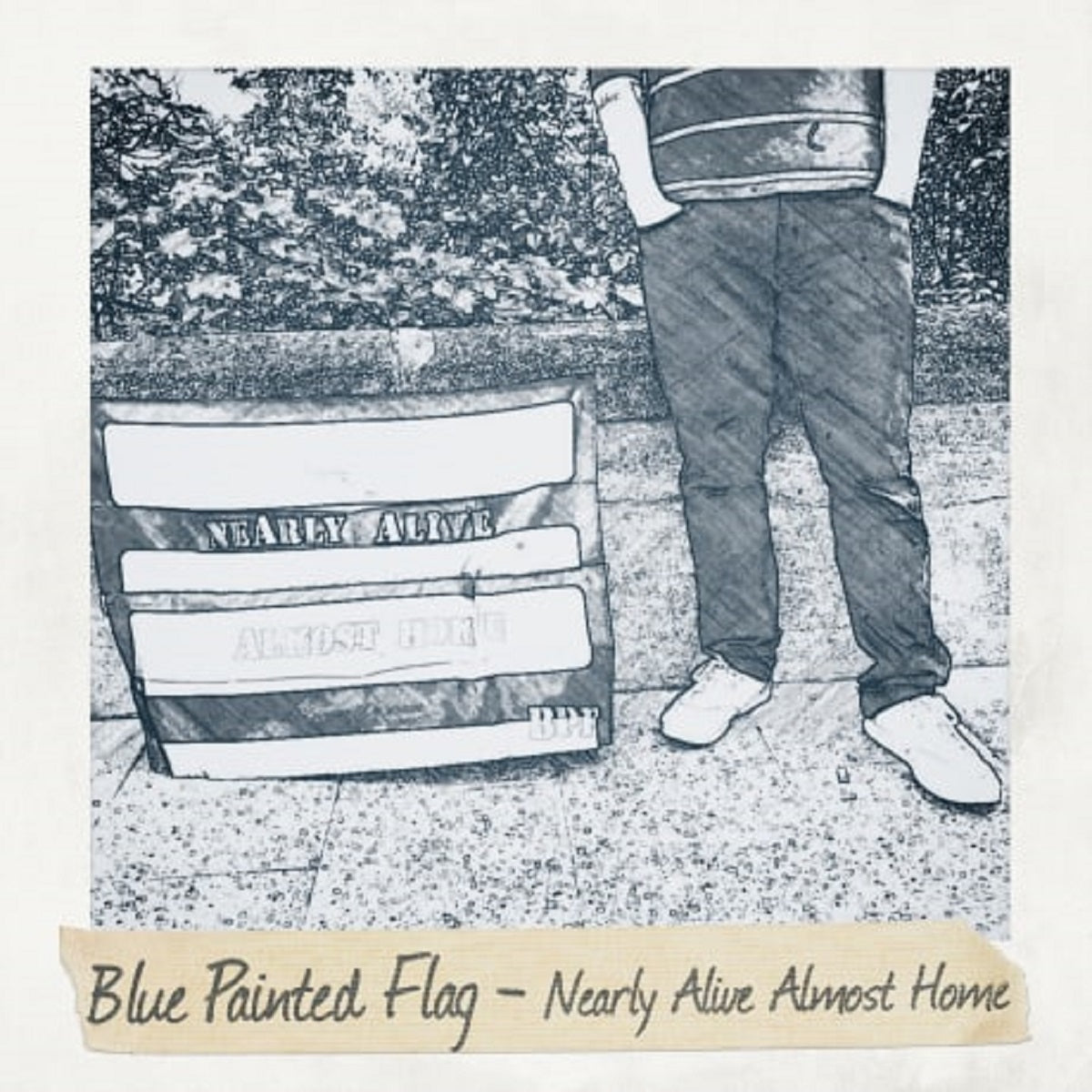 Blue Painted Flag - 'Nearly Alive, Almost Home'